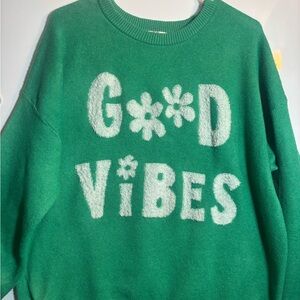 Hippie Rose Green 'Good Vibes' Sweater